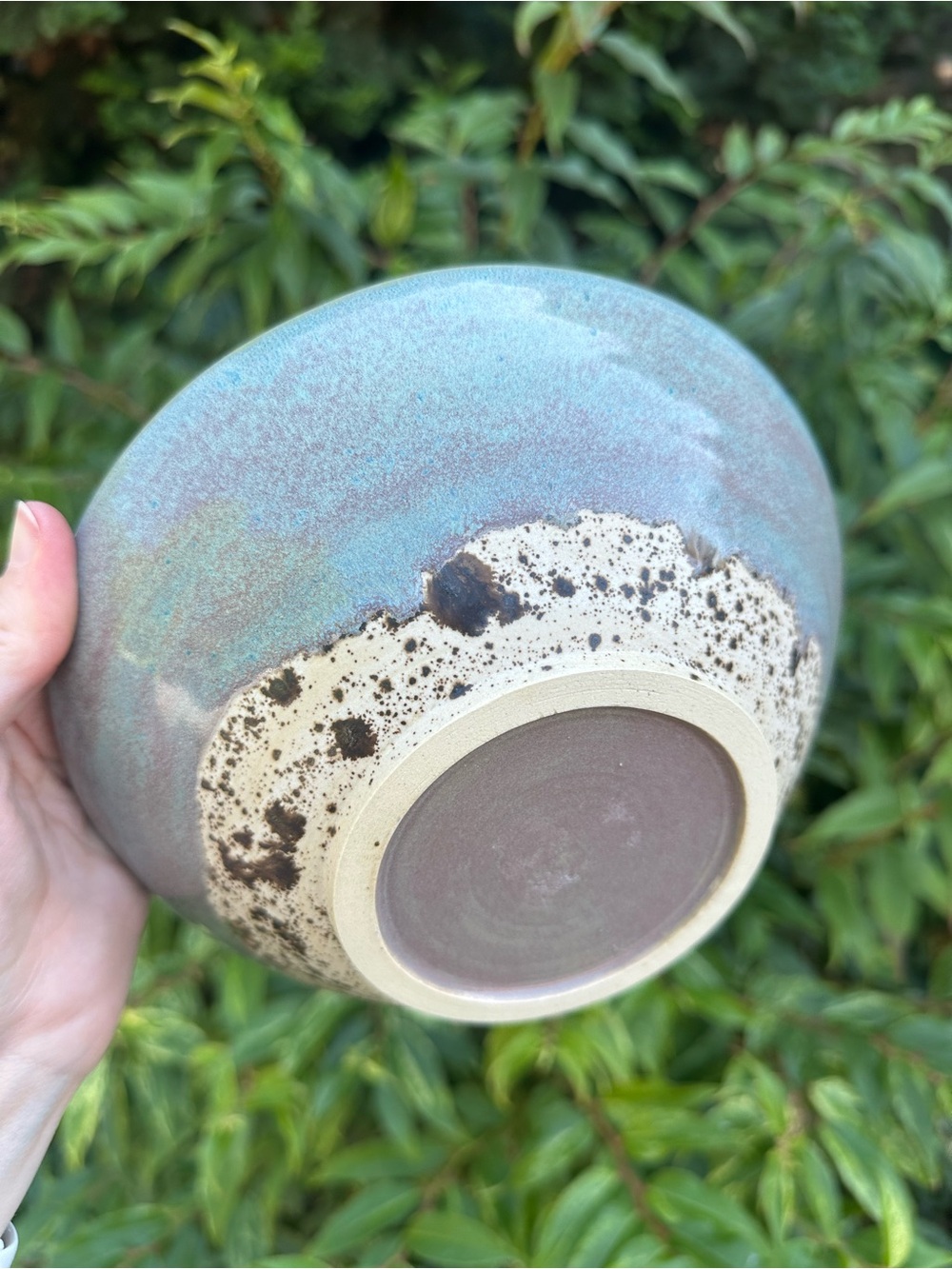 Handmade Ceramic Bowl Turquoise Speckled Design Decor One of a Kind